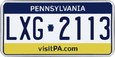 PA license plate LXG2113