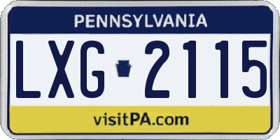 PA license plate LXG2115
