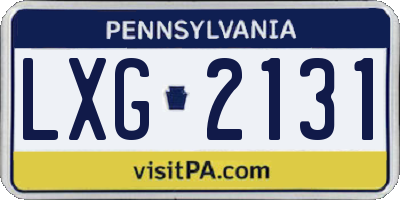 PA license plate LXG2131