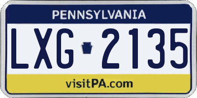 PA license plate LXG2135