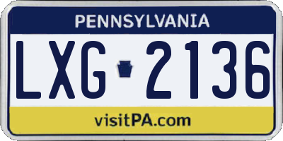 PA license plate LXG2136