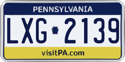PA license plate LXG2139