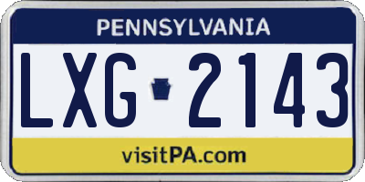 PA license plate LXG2143