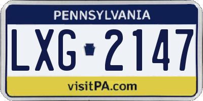 PA license plate LXG2147