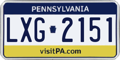 PA license plate LXG2151