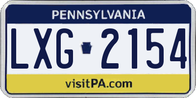 PA license plate LXG2154