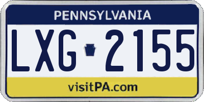 PA license plate LXG2155