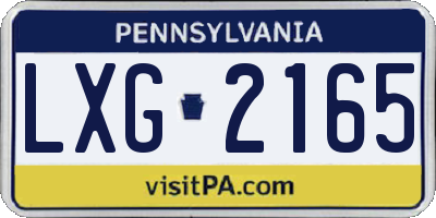 PA license plate LXG2165