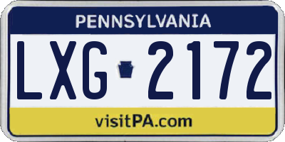 PA license plate LXG2172
