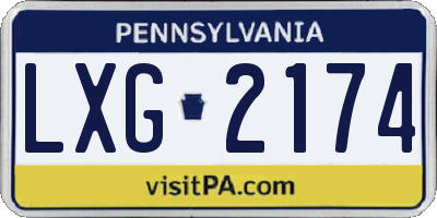 PA license plate LXG2174