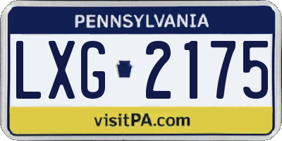 PA license plate LXG2175