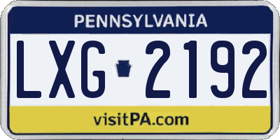 PA license plate LXG2192