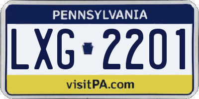 PA license plate LXG2201