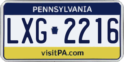 PA license plate LXG2216