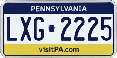 PA license plate LXG2225