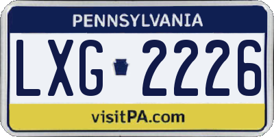 PA license plate LXG2226