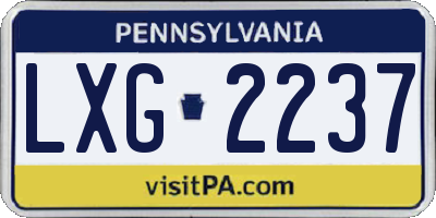 PA license plate LXG2237