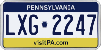 PA license plate LXG2247