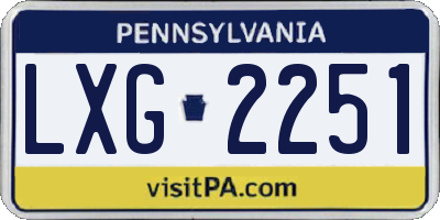 PA license plate LXG2251