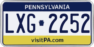 PA license plate LXG2252