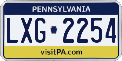 PA license plate LXG2254