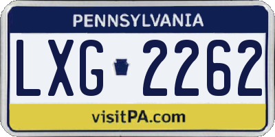 PA license plate LXG2262