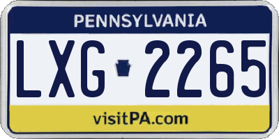 PA license plate LXG2265