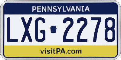 PA license plate LXG2278