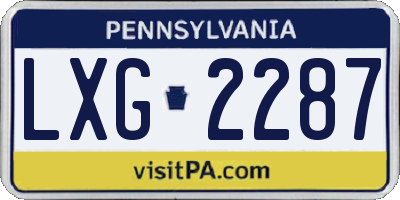 PA license plate LXG2287