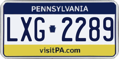 PA license plate LXG2289