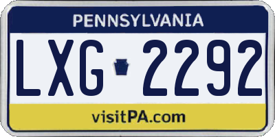 PA license plate LXG2292