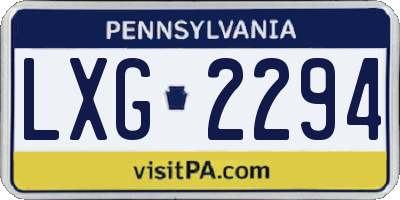 PA license plate LXG2294