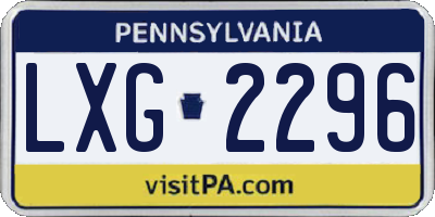 PA license plate LXG2296