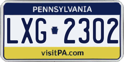 PA license plate LXG2302