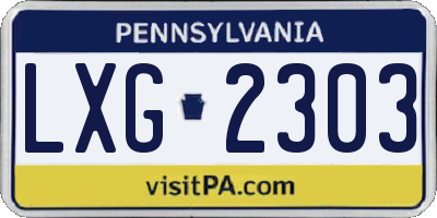 PA license plate LXG2303