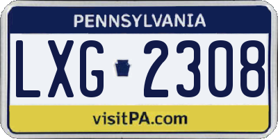 PA license plate LXG2308
