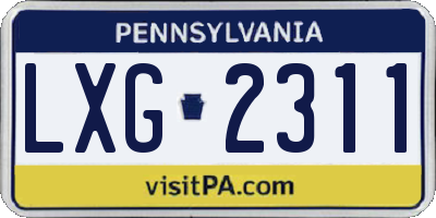 PA license plate LXG2311