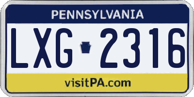 PA license plate LXG2316