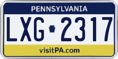 PA license plate LXG2317