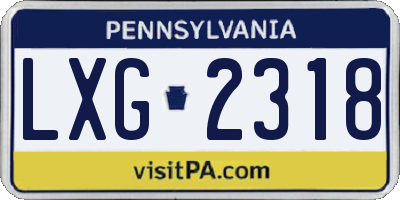 PA license plate LXG2318