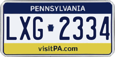 PA license plate LXG2334