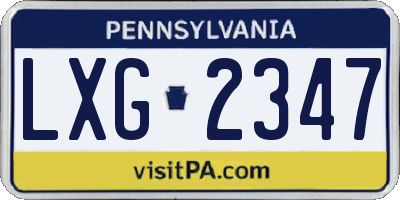 PA license plate LXG2347