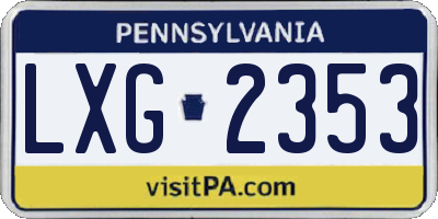 PA license plate LXG2353