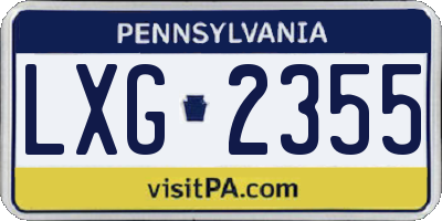 PA license plate LXG2355