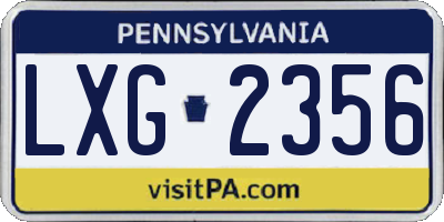 PA license plate LXG2356