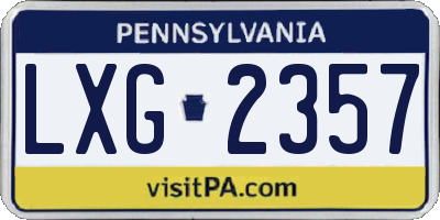 PA license plate LXG2357