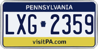 PA license plate LXG2359