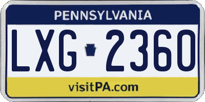 PA license plate LXG2360
