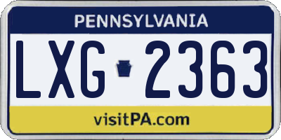 PA license plate LXG2363