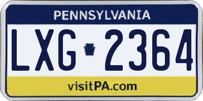 PA license plate LXG2364